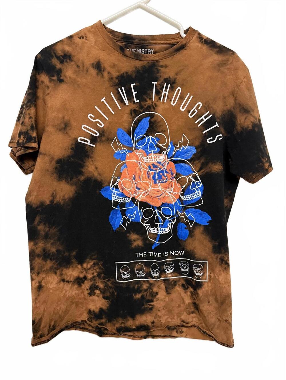 Chemistry Tie-Dye Graphic T-Shirt with Positive Thoughts Design size med